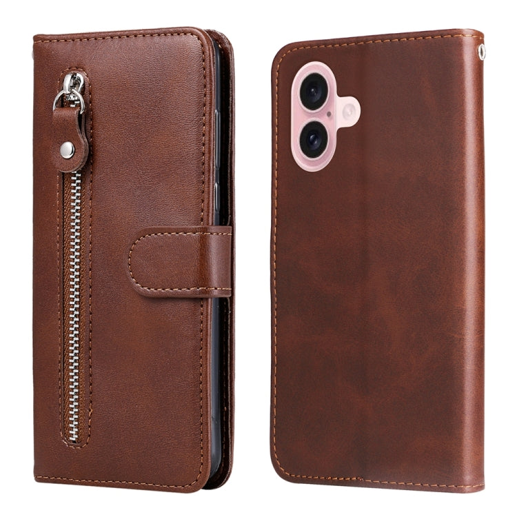 Custodia portafoglio in pelle con cerniera per iPhone 16