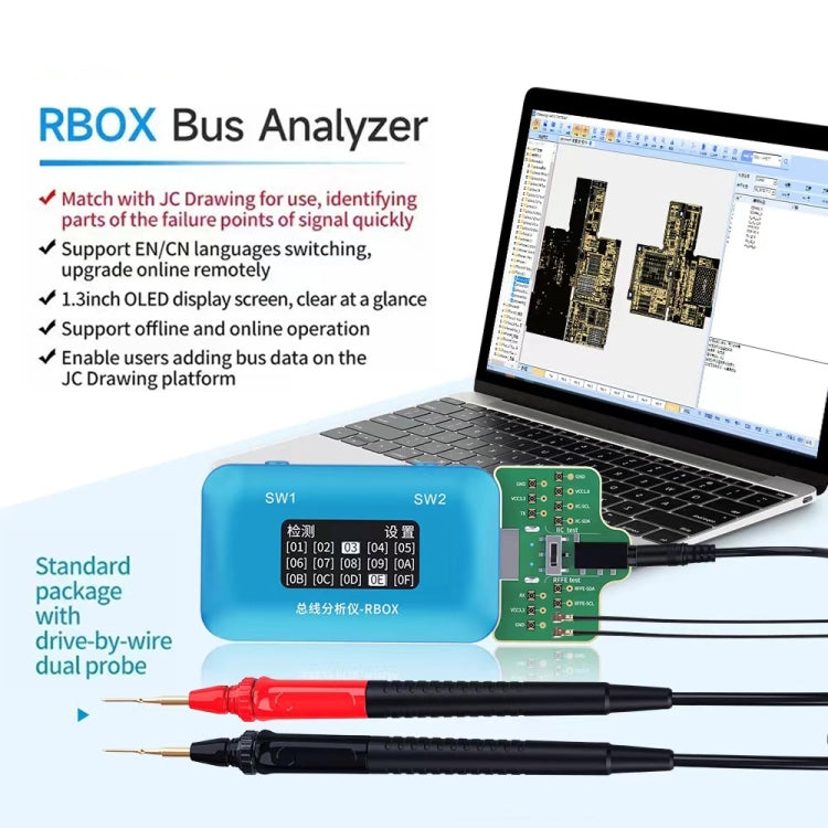 JCID Rbox Bus Analyzer for iPhone and Android Signal Fault Detection, JCID Rbox