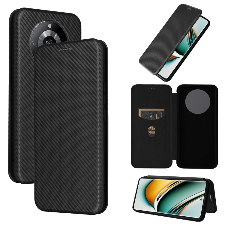 Custodia per telefono in pelle con vibrazione in fibra di carbonio, For Realme 11 Pro / 11 Pro+