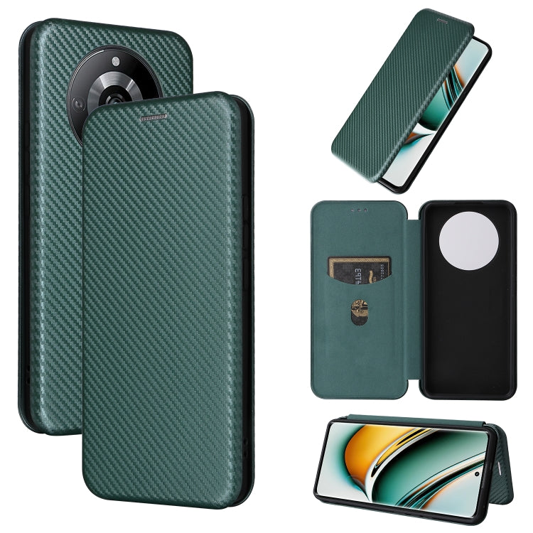 Custodia per telefono in pelle con vibrazione in fibra di carbonio, For Realme 11 Pro / 11 Pro+