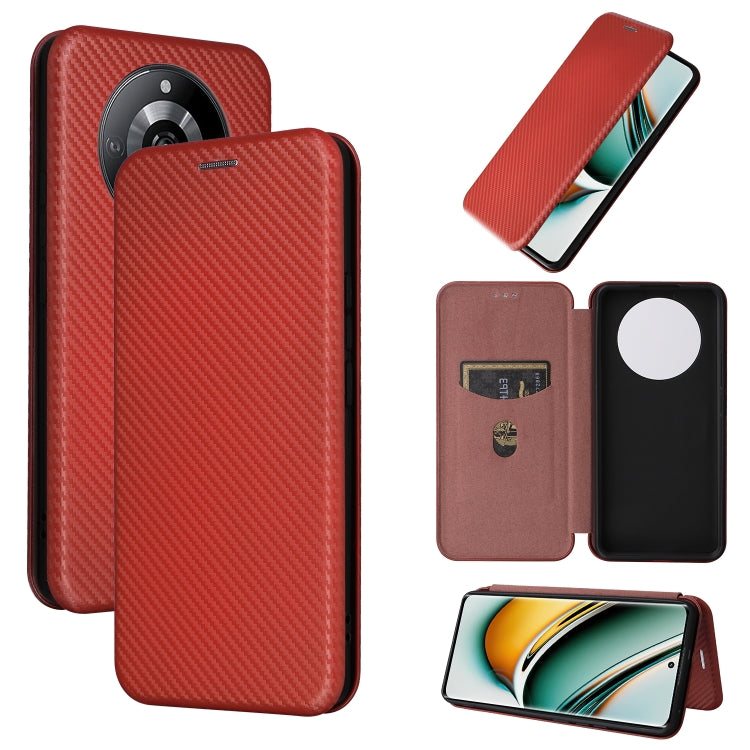 Custodia per telefono in pelle con vibrazione in fibra di carbonio, For Realme 11 Pro / 11 Pro+
