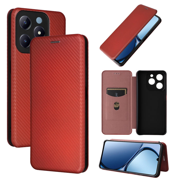 Custodia per telefono in pelle con vibrazione in fibra di carbonio, For Realme GT Neo6 / GT Neo6 SE, For Realme C61 / C63, For Realme C67 4G, For Realme 11 4G Global