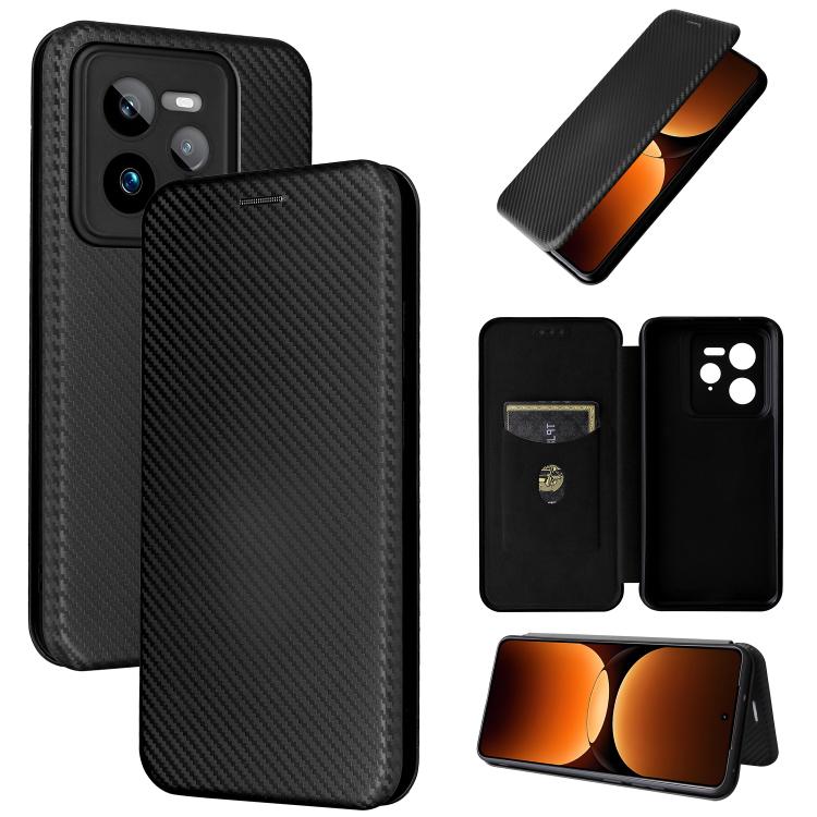Custodia per telefono in pelle con vibrazione in fibra di carbonio, For Realme C75 4G, For Realme CT7 Pro, For Realme 13 Pro / 13 Pro+, For Realme GT 6 / GT 6T