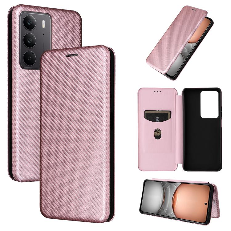 Custodia per telefono in pelle con vibrazione in fibra di carbonio, For Realme C75 4G, For Realme CT7 Pro, For Realme 13 Pro / 13 Pro+, For Realme GT 6 / GT 6T
