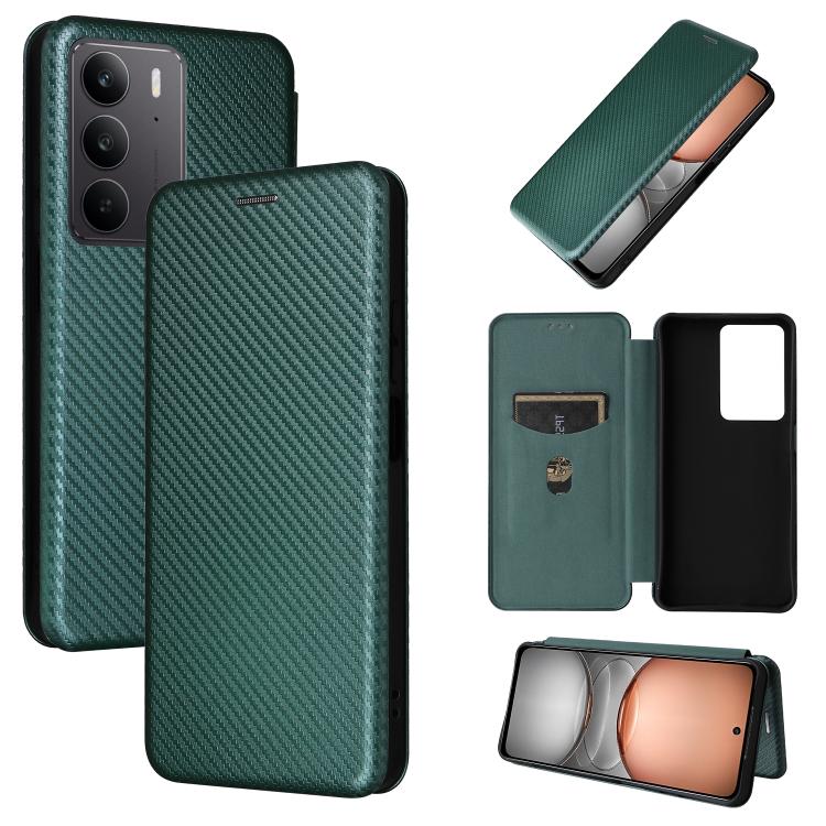 Custodia per telefono in pelle con vibrazione in fibra di carbonio, For Realme C75 4G, For Realme CT7 Pro, For Realme 13 Pro / 13 Pro+, For Realme GT 6 / GT 6T