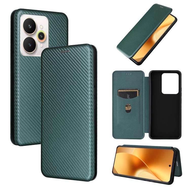 Custodia per telefono in pelle con vibrazione in fibra di carbonio, For Realme C85 Pro 4G, For Realme 15T 5G, For Realme 15 5G / Realme 15 Pro 5G, For Realme GT 7 Global