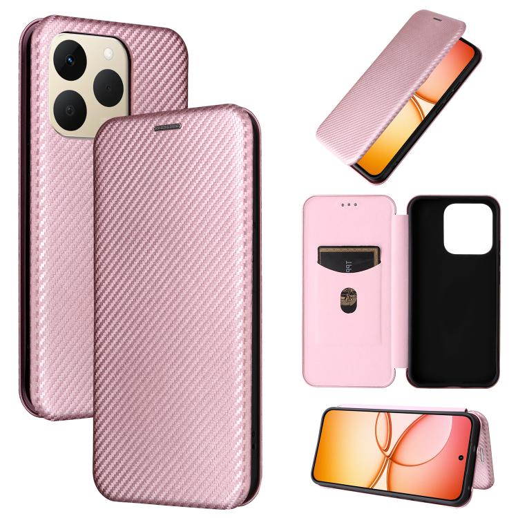 Custodia per telefono in pelle con vibrazione in fibra di carbonio, For Realme C85 Pro 4G, For Realme 15T 5G, For Realme 15 5G / Realme 15 Pro 5G, For Realme GT 7 Global