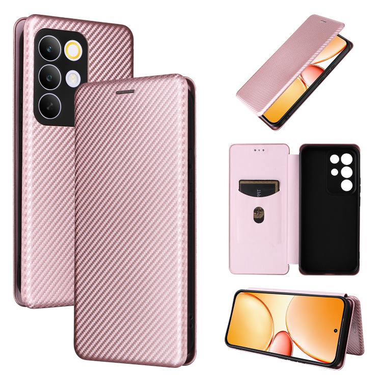 Custodia per telefono in pelle con vibrazione in fibra di carbonio, For Realme C85 Pro 4G, For Realme 15T 5G, For Realme 15 5G / Realme 15 Pro 5G, For Realme GT 7 Global