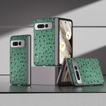 ABEEL Custodia per cellulare in vera pelle con texture di struzzo, For Google Pixel 9 Pro Fold, For Google Pixel Fold