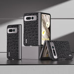 ABEEL Custodia per cellulare in vera pelle con texture di struzzo, For Google Pixel 9 Pro Fold, For Google Pixel Fold