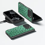 ABEEL Custodia per cellulare in vera pelle con texture di struzzo, For Google Pixel 9 Pro Fold, For Google Pixel Fold
