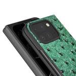 ABEEL Custodia per cellulare in vera pelle con texture di struzzo, For Google Pixel 9 Pro Fold, For Google Pixel Fold