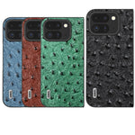 ABEEL Custodia per cellulare in vera pelle con texture di struzzo, For Google Pixel 9 Pro Fold, For Google Pixel Fold