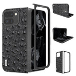 ABEEL Custodia per cellulare in vera pelle con texture di struzzo, For Google Pixel 9 Pro Fold, For Google Pixel Fold