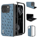 ABEEL Custodia per cellulare in vera pelle con texture di struzzo, For Google Pixel 9 Pro Fold, For Google Pixel Fold