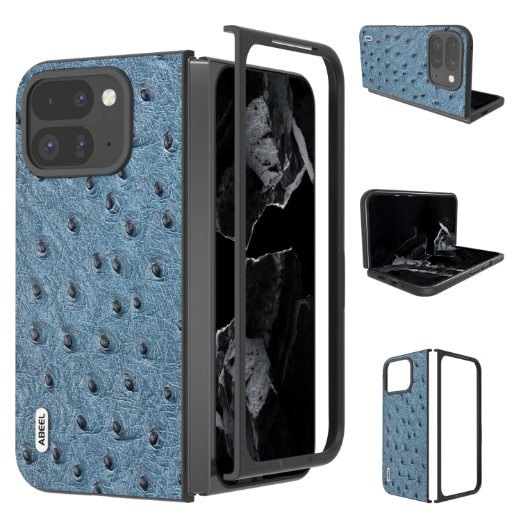 ABEEL Custodia per cellulare in vera pelle con texture di struzzo, For Google Pixel 9 Pro Fold, For Google Pixel Fold