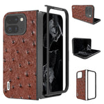 ABEEL Custodia per cellulare in vera pelle con texture di struzzo, For Google Pixel 9 Pro Fold, For Google Pixel Fold
