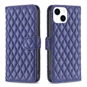 Custodia per cellulare in pelle con flip a portafoglio Diamond Lattice, For iPhone 15