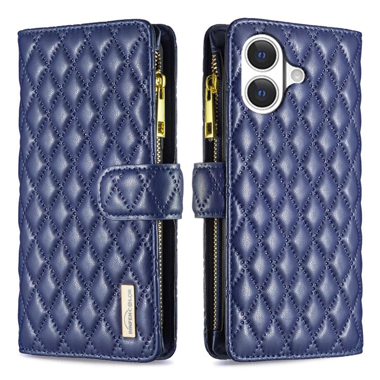 Custodia per telefono a conchiglia in pelle con portafoglio con cerniera Diamond Lattice, For iPhone 17 Pro Max, For iPhone 17 Pro, For iPhone 17, For iPhone 17 Air