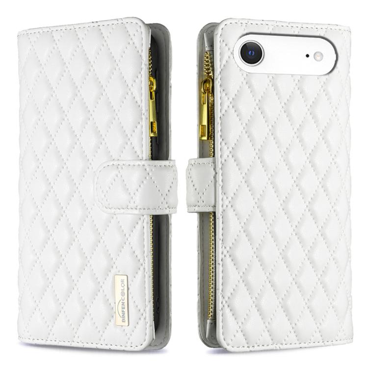 Custodia per telefono a conchiglia in pelle con portafoglio con cerniera Diamond Lattice, For iPhone 17 Pro Max, For iPhone 17 Pro, For iPhone 17, For iPhone 17 Air