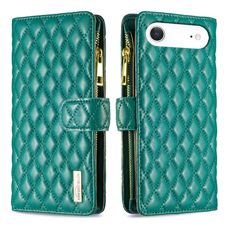 Custodia per telefono a conchiglia in pelle con portafoglio con cerniera Diamond Lattice, For iPhone 17 Pro Max, For iPhone 17 Pro, For iPhone 17, For iPhone 17 Air