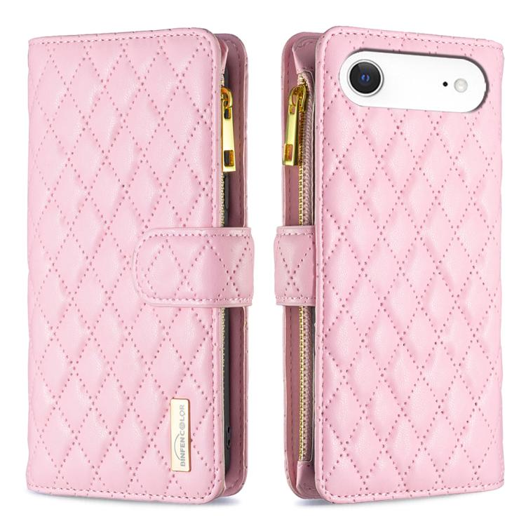 Custodia per telefono a conchiglia in pelle con portafoglio con cerniera Diamond Lattice, For iPhone 17 Pro Max, For iPhone 17 Pro, For iPhone 17, For iPhone 17 Air