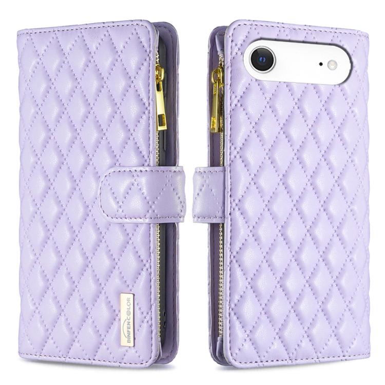 Custodia per telefono a conchiglia in pelle con portafoglio con cerniera Diamond Lattice, For iPhone 17 Pro Max, For iPhone 17 Pro, For iPhone 17, For iPhone 17 Air