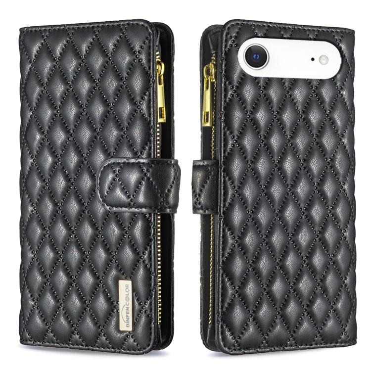 Custodia per telefono a conchiglia in pelle con portafoglio con cerniera Diamond Lattice, For iPhone 17 Pro Max, For iPhone 17 Pro, For iPhone 17, For iPhone 17 Air