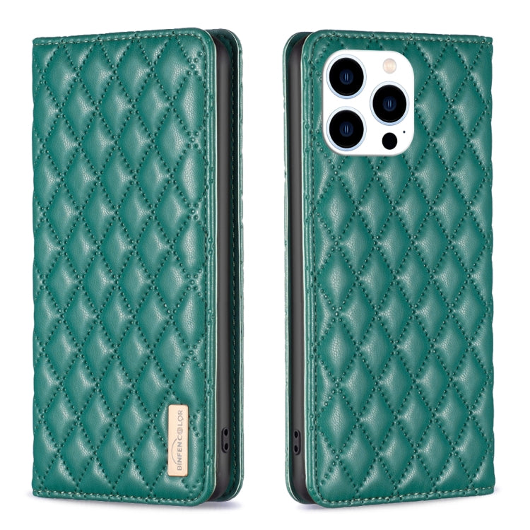 Custodia per telefono a conchiglia in pelle magnetica Diamond Lattice, For iPhone 15