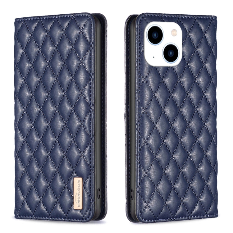 Custodia per telefono a conchiglia in pelle magnetica Diamond Lattice, For iPhone 15