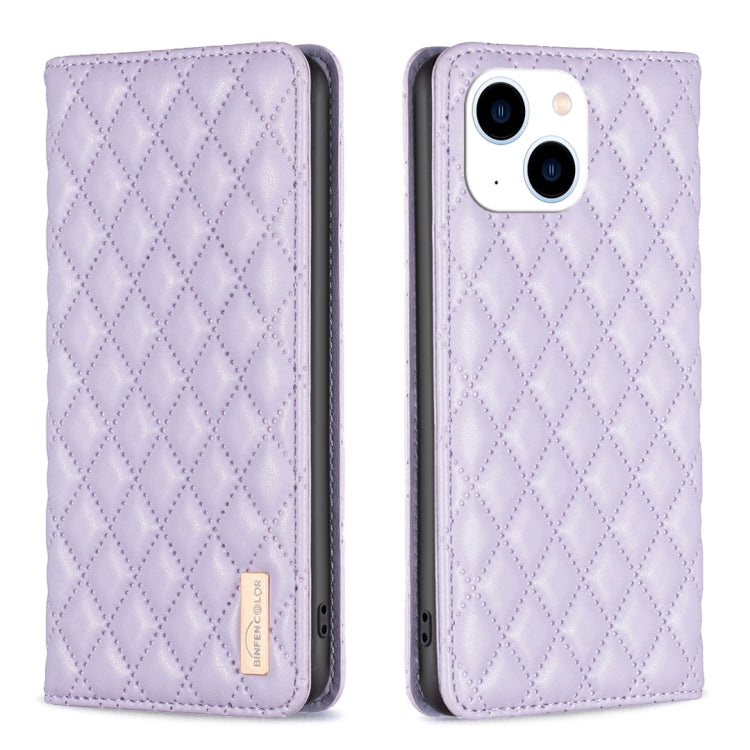 Custodia per telefono a conchiglia in pelle magnetica Diamond Lattice, For iPhone 15
