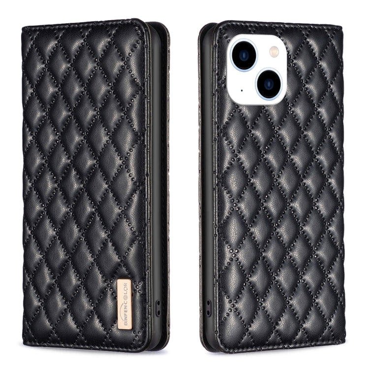Custodia per telefono a conchiglia in pelle magnetica Diamond Lattice, For iPhone 15
