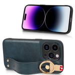 Custodia per telefono posteriore in pelle con cinturino, For iPhone 14 Pro, For iPhone 14 Pro Max, For iPhone 13 Pro Max, For iPhone 13 Pro