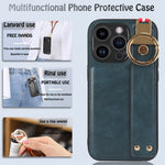 Custodia per telefono posteriore in pelle con cinturino, For iPhone 14 Pro, For iPhone 14 Pro Max, For iPhone 13 Pro Max, For iPhone 13 Pro