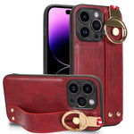 Custodia per telefono posteriore in pelle con cinturino, For iPhone 14 Pro, For iPhone 14 Pro Max, For iPhone 13 Pro Max, For iPhone 13 Pro