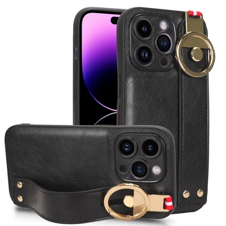 Custodia per telefono posteriore in pelle con cinturino, For iPhone 14 Pro, For iPhone 14 Pro Max, For iPhone 13 Pro Max, For iPhone 13 Pro