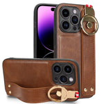Custodia per telefono posteriore in pelle con cinturino, For iPhone 14 Pro, For iPhone 14 Pro Max, For iPhone 13 Pro Max, For iPhone 13 Pro