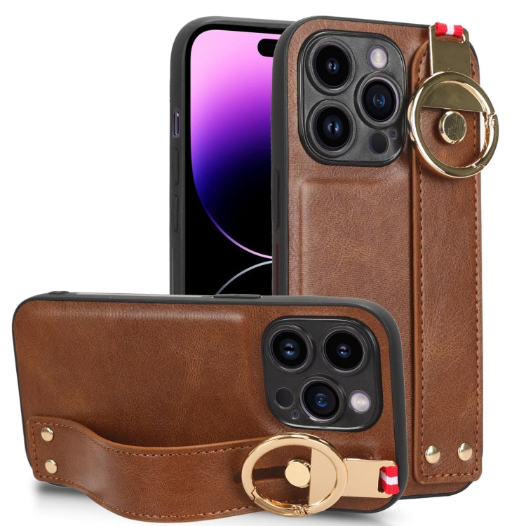 Custodia per telefono posteriore in pelle con cinturino, For iPhone 14 Pro, For iPhone 14 Pro Max, For iPhone 13 Pro Max, For iPhone 13 Pro