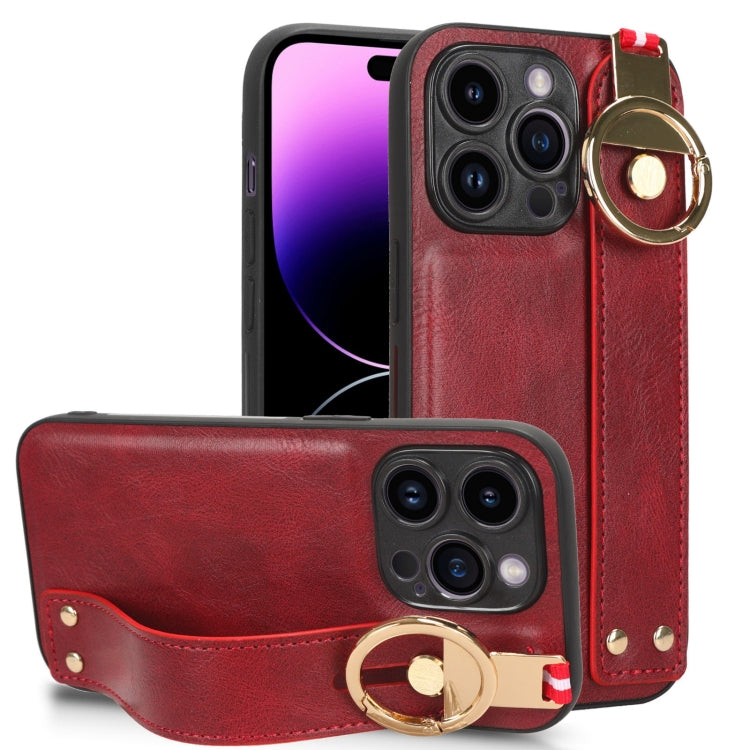 Custodia per telefono posteriore in pelle con cinturino, For iPhone 14 Pro, For iPhone 14 Pro Max, For iPhone 13 Pro Max, For iPhone 13 Pro