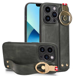 Custodia per telefono posteriore in pelle con cinturino, For iPhone 14 Pro, For iPhone 14 Pro Max, For iPhone 13 Pro Max, For iPhone 13 Pro