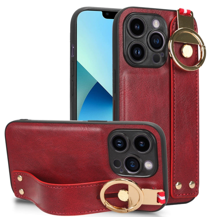 Custodia per telefono posteriore in pelle con cinturino, For iPhone 14 Pro, For iPhone 14 Pro Max, For iPhone 13 Pro Max, For iPhone 13 Pro