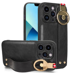 Custodia per telefono posteriore in pelle con cinturino, For iPhone 14 Pro, For iPhone 14 Pro Max, For iPhone 13 Pro Max, For iPhone 13 Pro