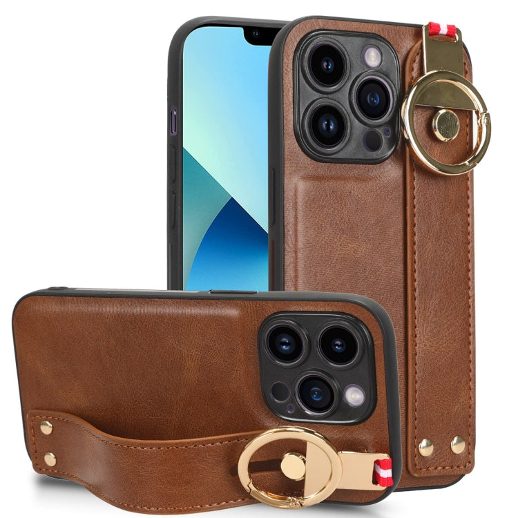 Custodia per telefono posteriore in pelle con cinturino, For iPhone 14 Pro, For iPhone 14 Pro Max, For iPhone 13 Pro Max, For iPhone 13 Pro