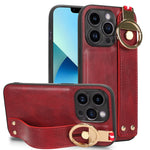 Custodia per telefono posteriore in pelle con cinturino, For iPhone 14 Pro, For iPhone 14 Pro Max, For iPhone 13 Pro Max, For iPhone 13 Pro