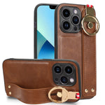Custodia per telefono posteriore in pelle con cinturino, For iPhone 14 Pro, For iPhone 14 Pro Max, For iPhone 13 Pro Max, For iPhone 13 Pro
