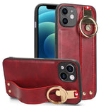 Custodia per telefono posteriore in pelle con cinturino, For iPhone 13, For iPhone 13 mini, For iPhone 12, For iPhone 12 Pro Max