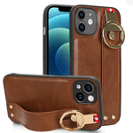 Custodia per telefono posteriore in pelle con cinturino, For iPhone 13, For iPhone 13 mini, For iPhone 12, For iPhone 12 Pro Max