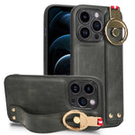 Custodia per telefono posteriore in pelle con cinturino, For iPhone 13, For iPhone 13 mini, For iPhone 12, For iPhone 12 Pro Max