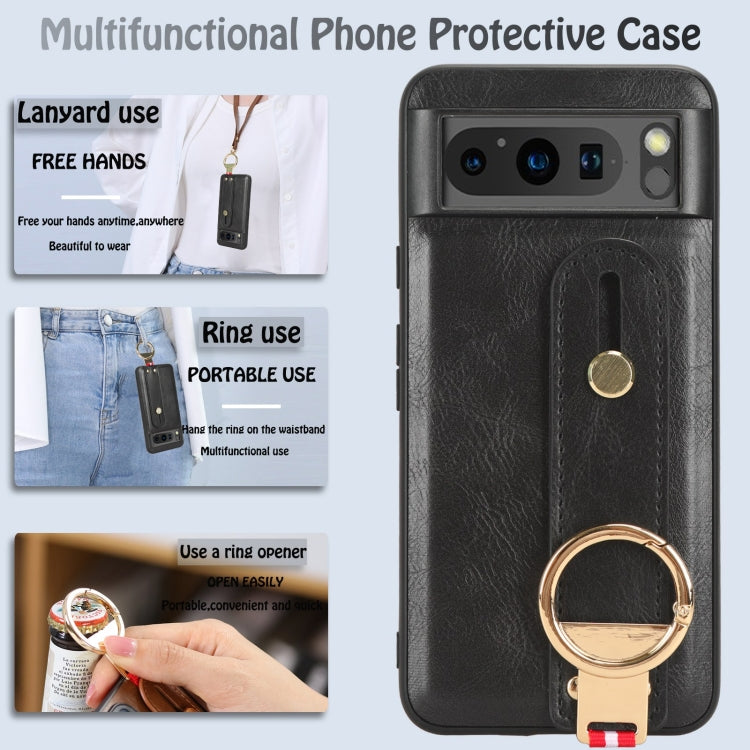 Custodia per telefono posteriore in pelle con cinturino, For Google Pixel 8, For Google Pixel Fold, For Google Pixel 7a, For Google Pixel 7 Pro