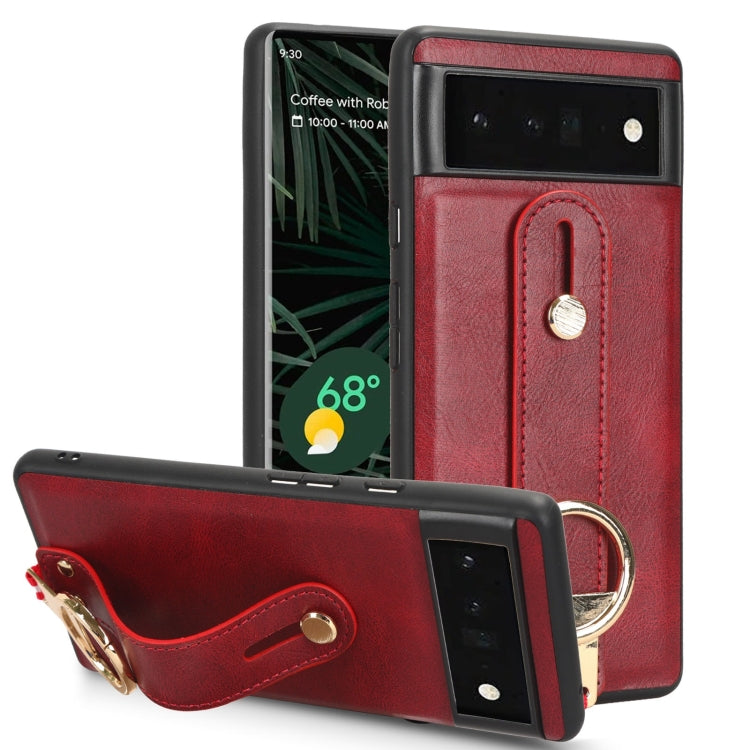 Custodia per telefono posteriore in pelle con cinturino, For Google Pixel 7, For Google Pixel 6a, For Google Pixel 6 Pro, For Google Pixel 6
